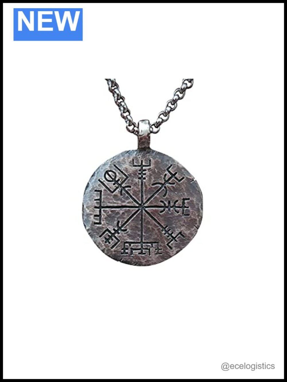 925 Sterling Silver Vegvisir Viking Compass Pendant Necklace 22 in